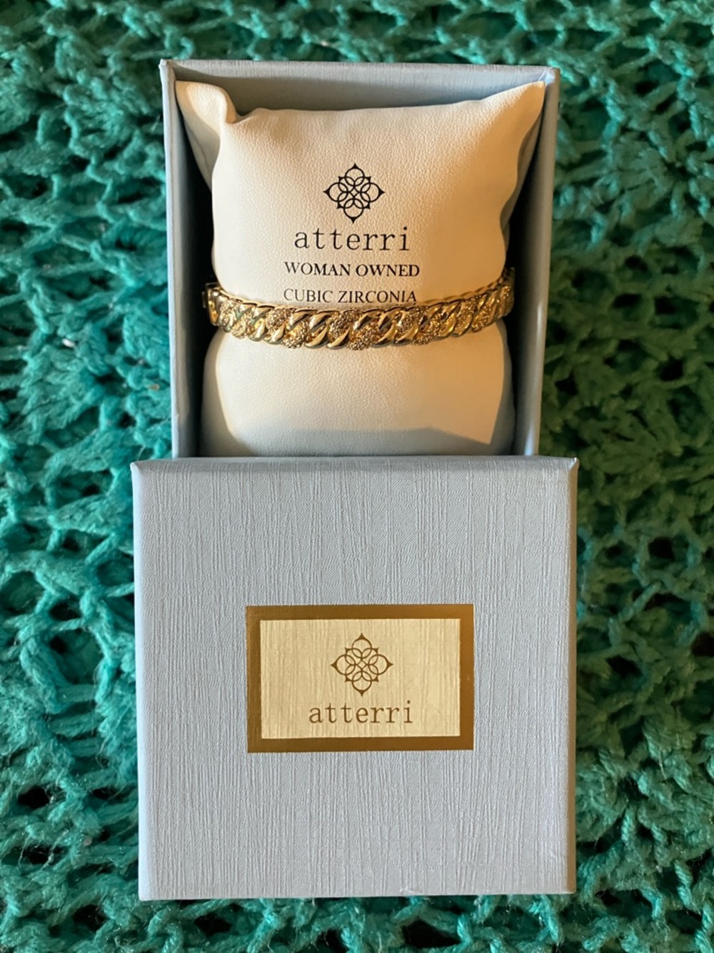 Atterri Bangle Gold Bracelet W/Cubic Zirconia